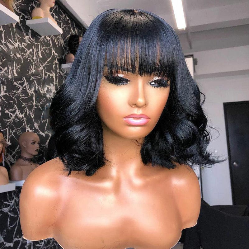 18 Inches / No Lace Machine Wig 14 Pre Plucked Honey Brown Wave Short Bob Wig Full Ends Remy Health Human Hair Swiss Lace Front Wigs