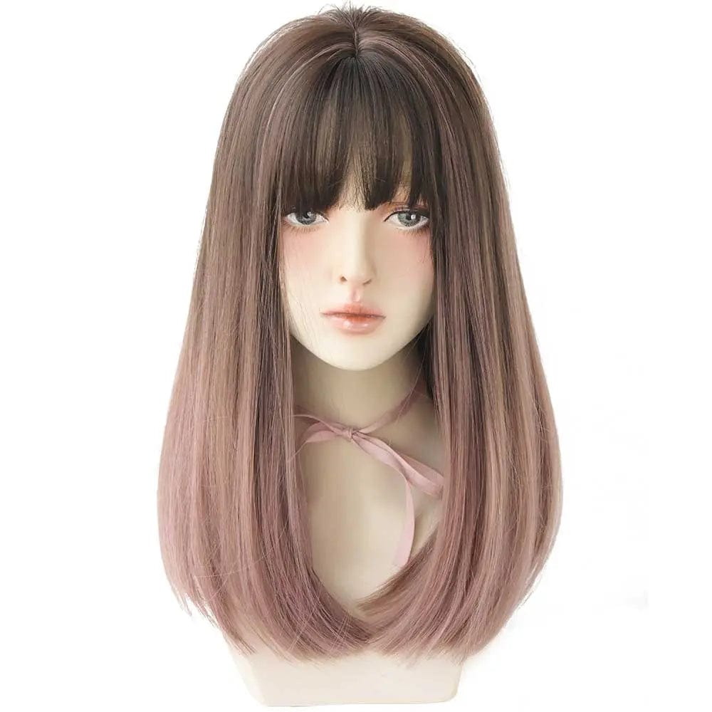 18 Inches / ombre pink 7JHH Ombre Straight Wigs With Bangs