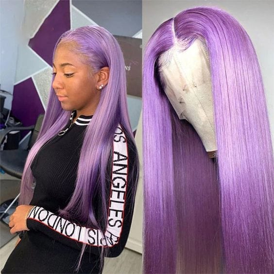 18 Inches / Purple 150% Customized Brazilian Straight Silver Grey 13x4 Lace