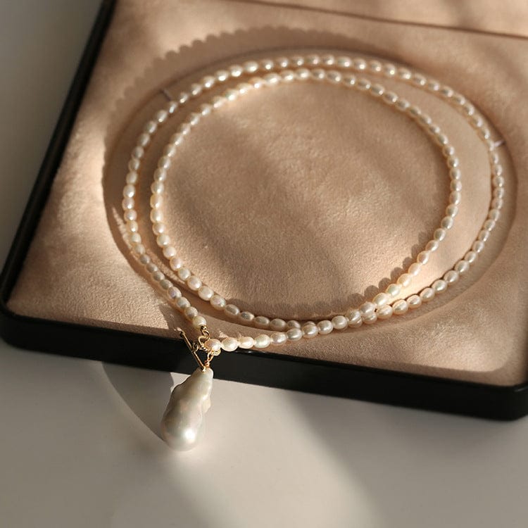 18inches / A Style Aimgal jewelry Customized fashion pearl necklace French retro baroque pearl sweater chain for women