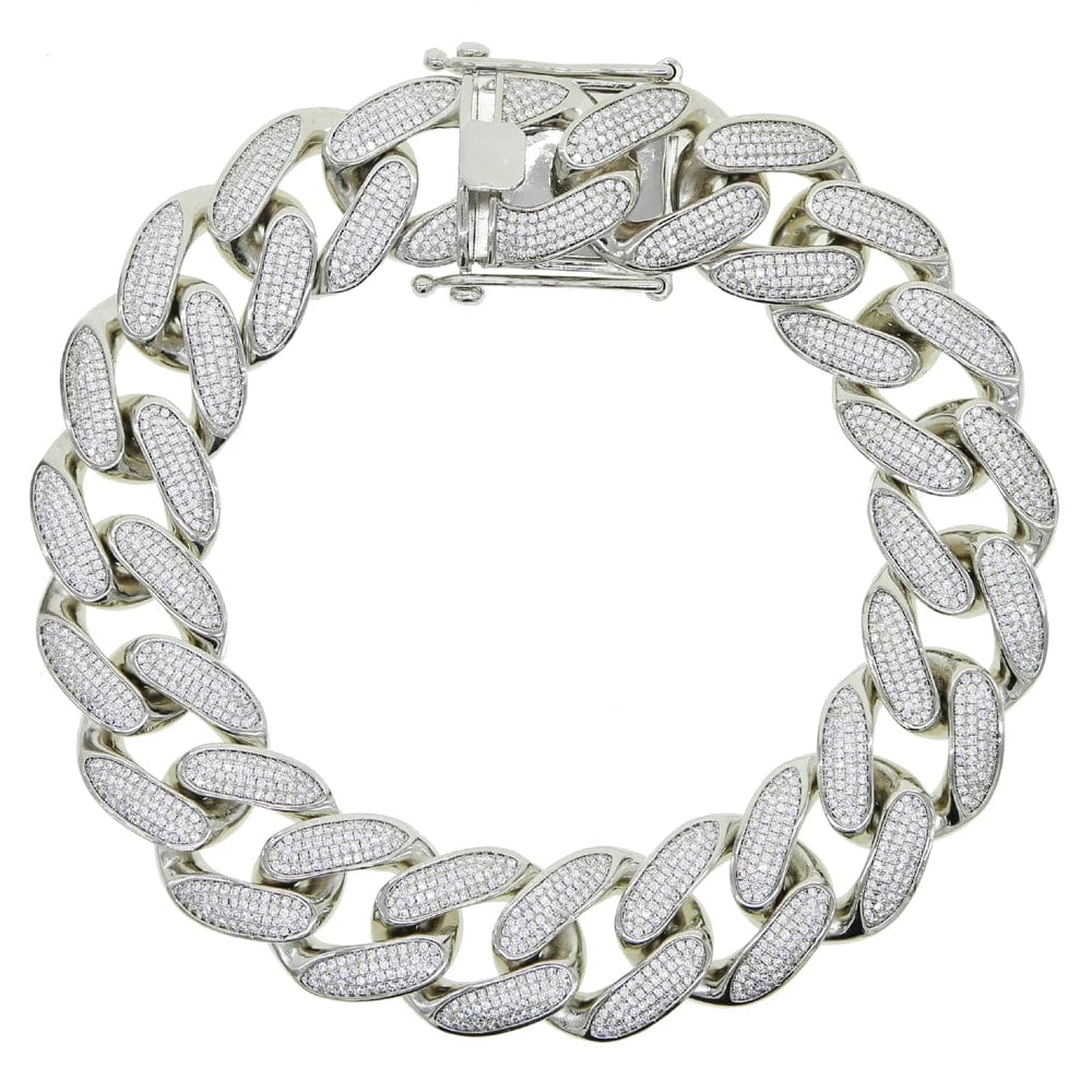 18inches / N599-Silver Promotion in stock iced out bling silver gold plated jewelry micro pave cz 30mm big heavy cuban link chain women necklace