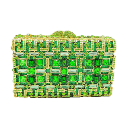 18X11X6CM / green Famous Shinny Gold Diamond Evening Bags Crystal Clutch Handbags Wedding Party Bridal Rhinestone Box Minaudiere Purse