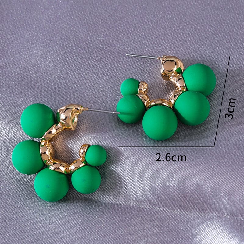 2.1*1.7CM / White Obei Jewelry Fashion Elegant Celebrity Metal Inlaid Green Beads Earrings New Luxury Party Daily Girls Trendy Earrings Jewelry