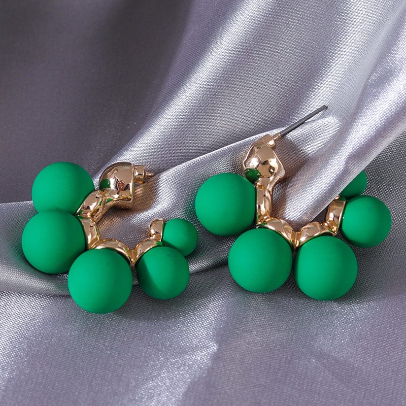 2.1*1.7CM / White Obei Jewelry Fashion Elegant Celebrity Metal Inlaid Green Beads Earrings New Luxury Party Daily Girls Trendy Earrings Jewelry