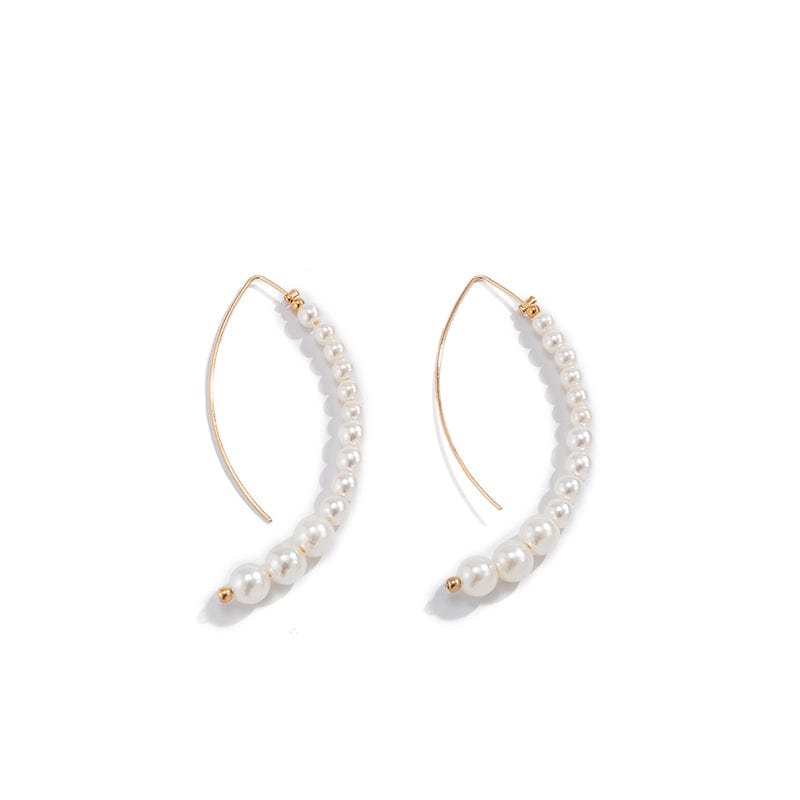 2 CARTER LISA Elegant White Pearl Round Circle Hoop Earring Pearl Geometric Ear Rings for Women High Quality Jewelry  Accessories