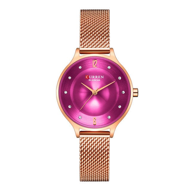 2 Fashion Mesh Womens Watches CURREN Ladies Dress Wristwatch With Steel Band Female Bling Rhinestone Dial Clock Relogio Feminino