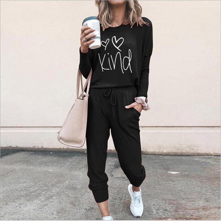 2 XL / Black 2022 New Spring Summer Custom Woman Clothing Solid Sexy Skinny Workout Tracksuit Sweatsuit Two Piece Pants Set 2 Piece Set Women