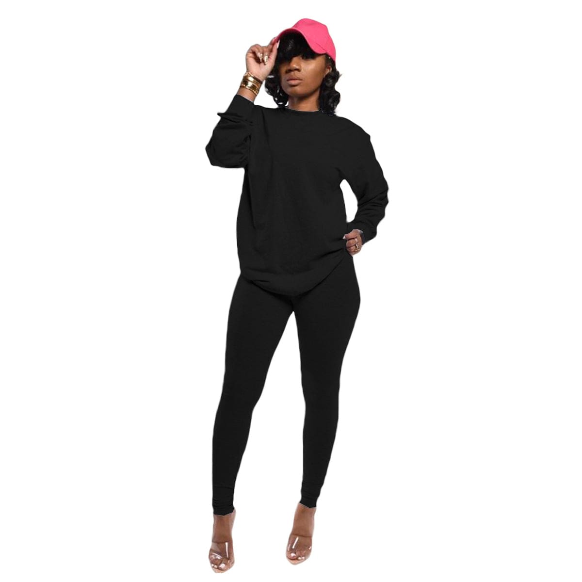 2 XL / black Fall Jogger Women Two Piece Set Casual Long Sleeve T Shirt Top Leggings Pants Tracksuit Sweatsuit Sportswear Suit Coldker