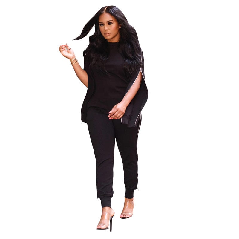 2 XL / Black Logo Print Sweatsuit Custom Track Suit Plain Sexy Fashion Sweatpants Suit Round Neck Zipper Tracksuits For Women