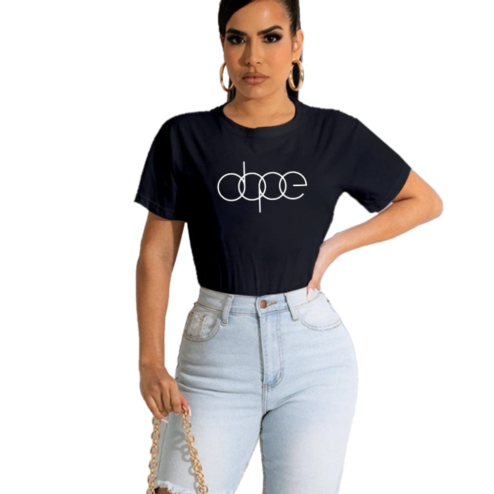 2 XL / black Trendy women clothes 2022 Summer New Arrivals Stretch Thread Alphabet Print Cropped T-shirt