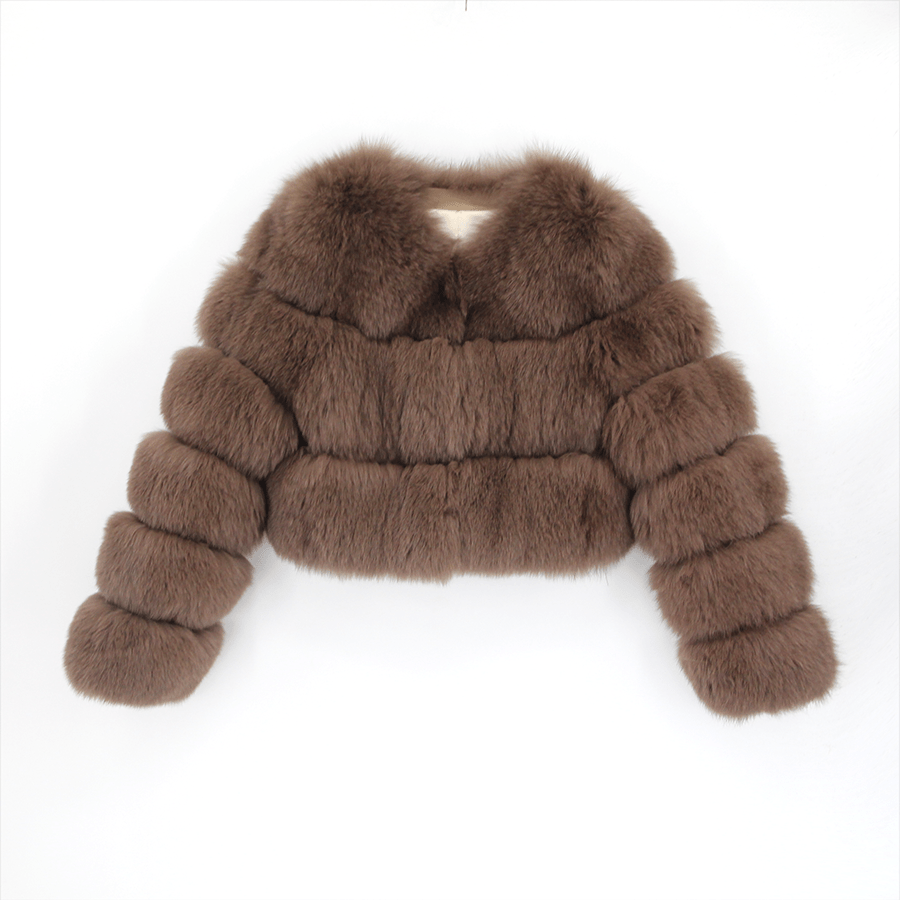 2 XL / Brown QIUCHEN QC22068  2022 New Warm Fashion Winter Short Thick Women Jacket Silver Arctic Fox  Real Fox Fur Coat