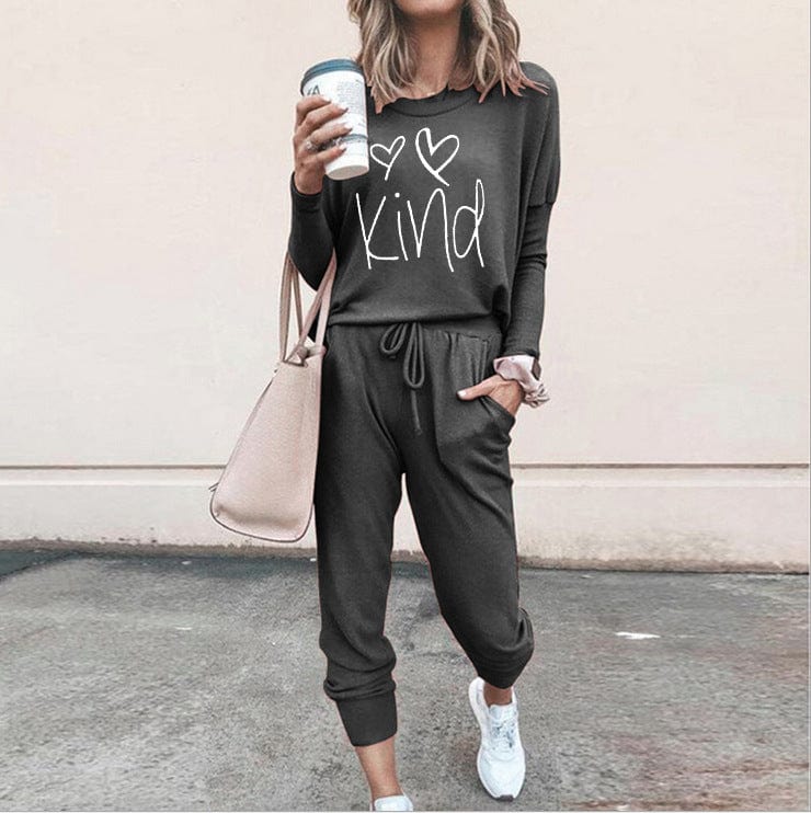 2 XL / Dark Gray 2022 New Spring Summer Custom Woman Clothing Solid Sexy Skinny Workout Tracksuit Sweatsuit Two Piece Pants Set 2 Piece Set Women