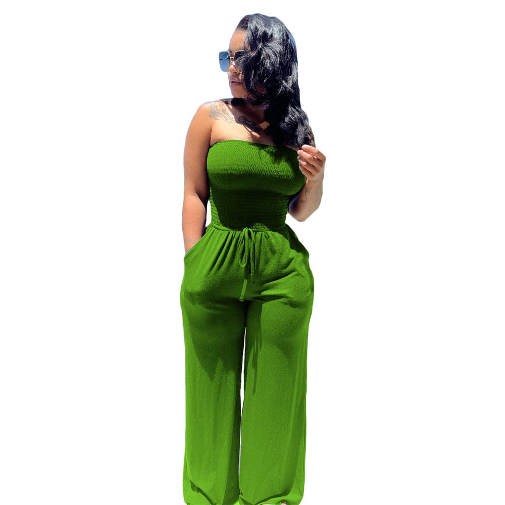 2 XL / Green 2022 wholesale new sexy bodysuit women fashion wide leg  jumpsuit summer clothes