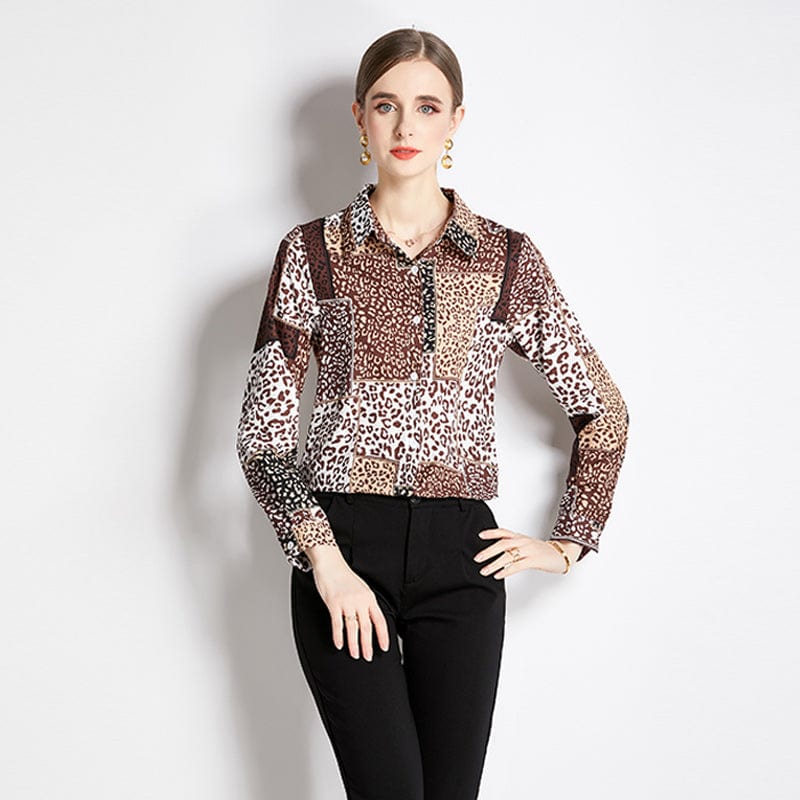 2 XL / leopard print New Print Long Sleeve Shirt XC3305032