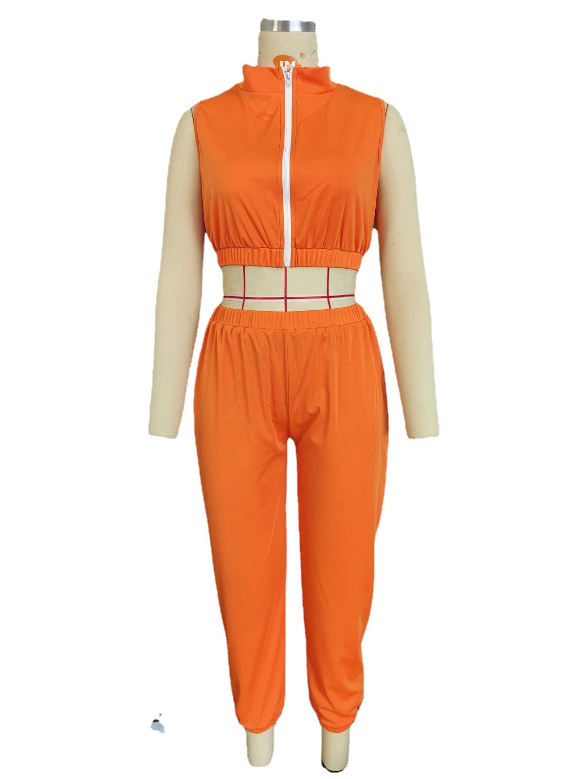 2 XL / Orange 2022 New Custom Workout Clothing 2 Piece Crop Top Women Sweatsuit Tracksuit Two Piece Pants Jogger Set