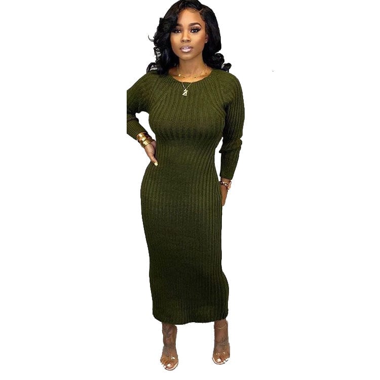 2 XL / pic 3 91012-MX100 autumn winter knitting long sleeve midi maxi dresses ladies