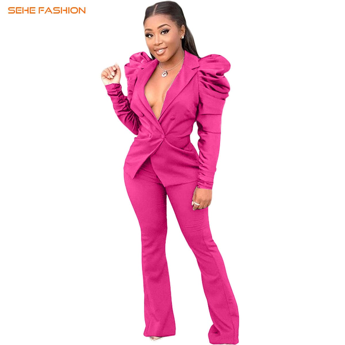 2 XL / pic4 21020-MX41 bubble sleeve formal suit women sets two piece sehe fashion