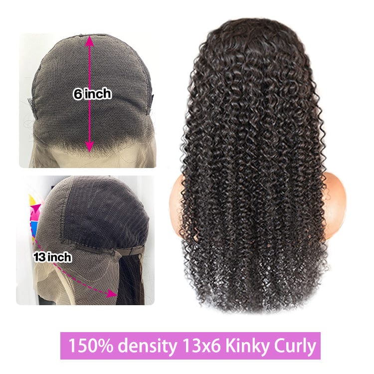 20 Inches / 13x6 Kinky Curly Indian Transparent Lace Frontal Wigs Glueless Frontal Wig Human Hair Straight Wigs For Black Women