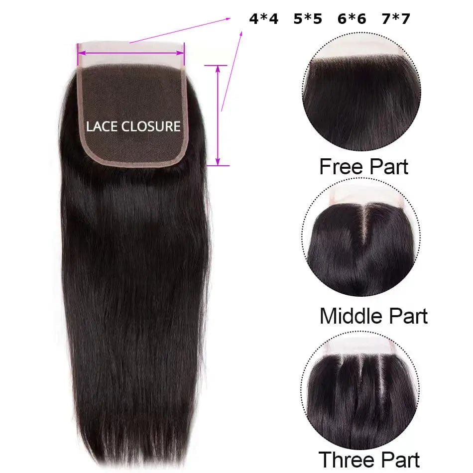 20 Inches / 4*4*4 transparent lace colsure Pre Plucked 100% Unprocessed Virgin Human Hair