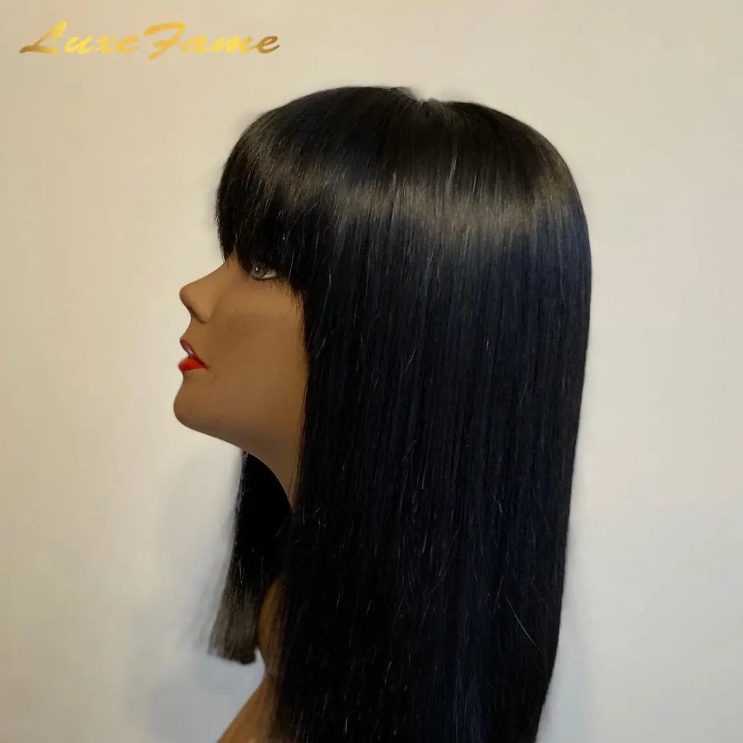 20 Inches / bang bob wig Cheap Price Machine Made Human Straight Hair