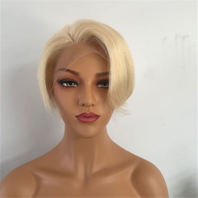 20 Inches / Beige Wholesale Raw Cambodian Unprocessed Virgin Remy Pixie Cut Short Wave Curly Human Hair Wig