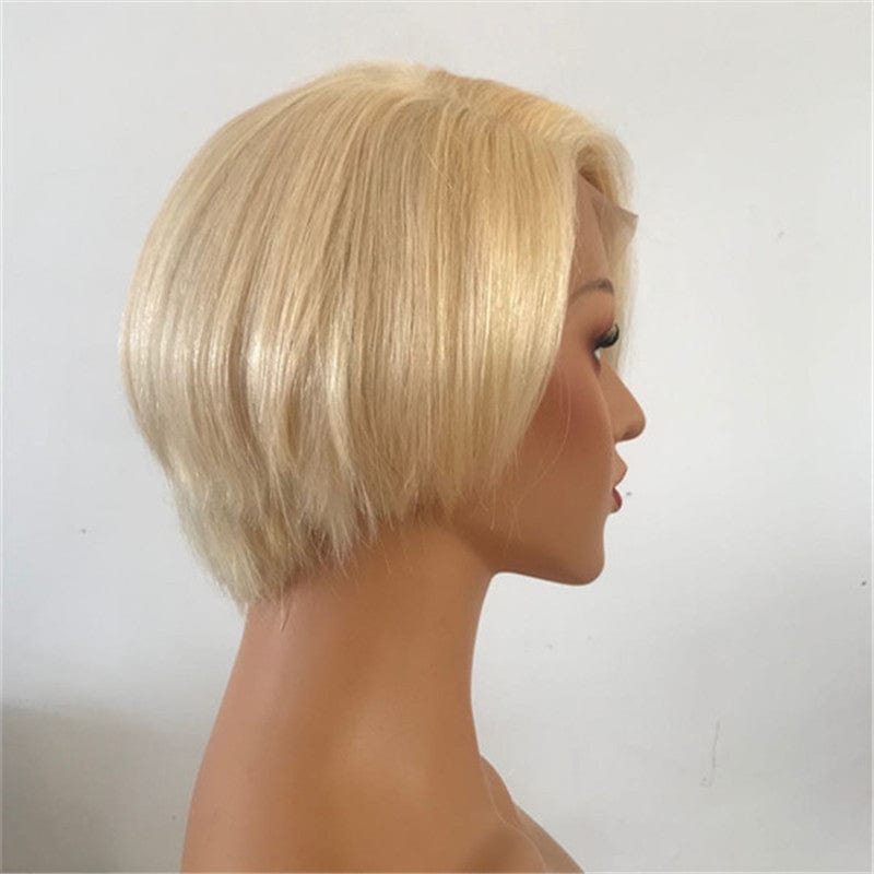 20 Inches / Beige Wholesale Raw Cambodian Unprocessed Virgin Remy Pixie Cut Short Wave Curly Human Hair Wig