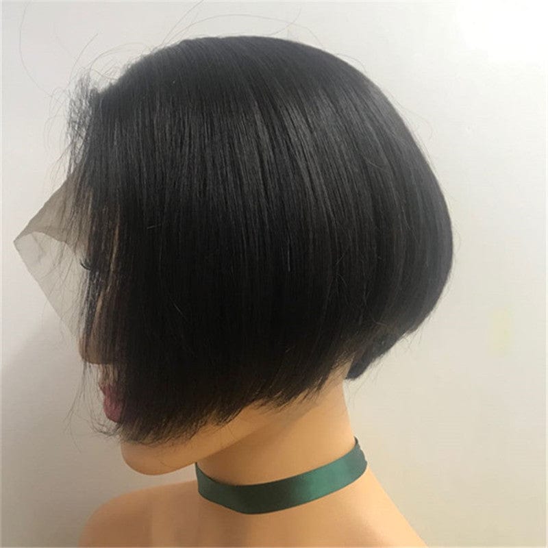 20 Inches / Black 13x4 Short Human Hair Wigs Pixie Cut For Women Pre Plucked Bob Wig Remy Brazilian Glueless Lace Front Human Hair Wigs