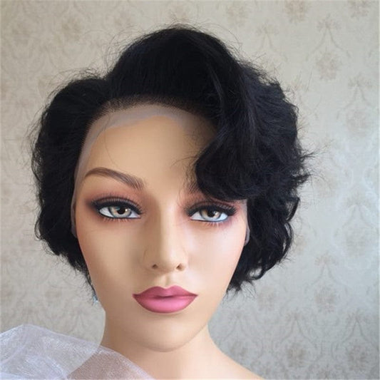 20 Inches / Black 13x4 Short Human Hair Wigs Pixie Cut For Women Pre Plucked Bob Wig Remy Brazilian Glueless Lace Front Human Hair Wigs