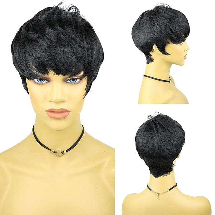 20 Inches / Blue ST Guangzhou Factory Cheap Wholesale Dress Up Party Show Synthetic Wig With Blue Long Pixie Cut Straight Wigs Synthetic Hair