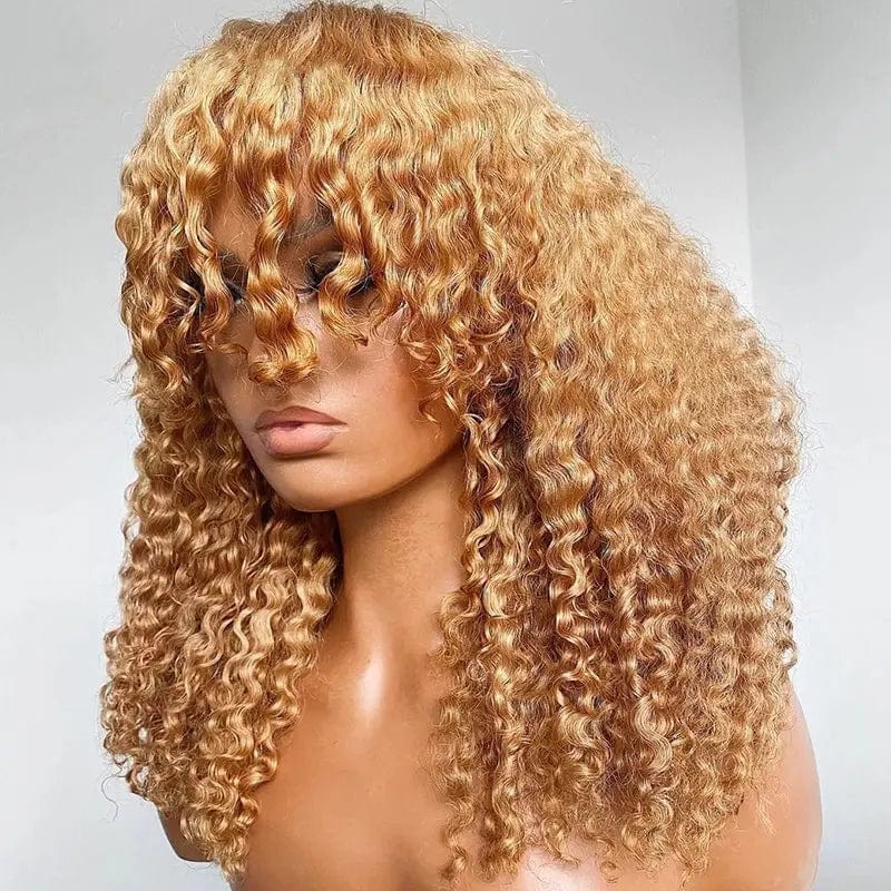 20 Inches / Brown Deep Curly Lace Front Wig Cuticle Aligned Natural Wigs