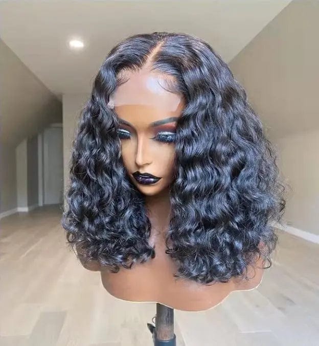 20 Inches / deep curly Pre Plucked Natural Black Deep Wave Unprocessed Peruvian Hair 13*4 Lace Front Wigs for Black Women