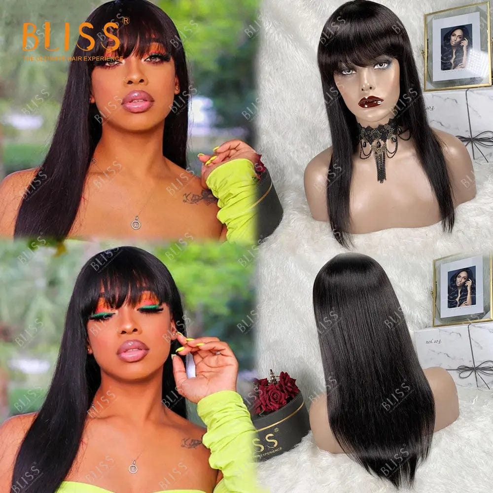 20 Inches / Stw wig with bang Bliss Human Hair Lace Front Wigs Closure Bob Wigs