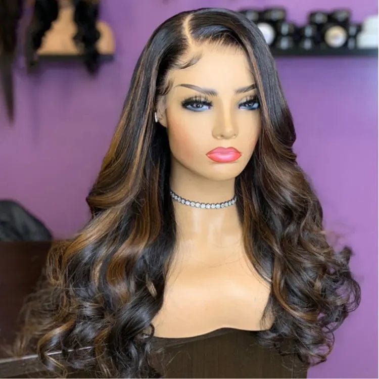 20 Inches / # style1 Black Brown Highlight Allure Romance Loose Wave Wig