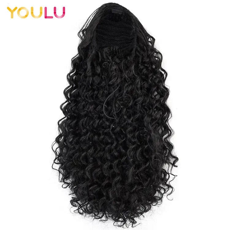 20 Inches / water wave Human hair ponytail kinky straight curly ponytail wrap drawstring natural human hair ponytail hair extensions