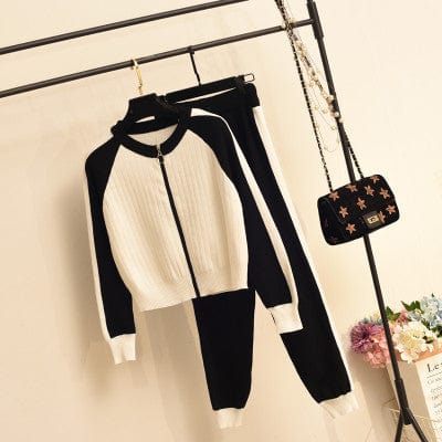 2022 Fall Winter Knitted Cardigan Sweater  Women'S Suit Two Piece Pants Set