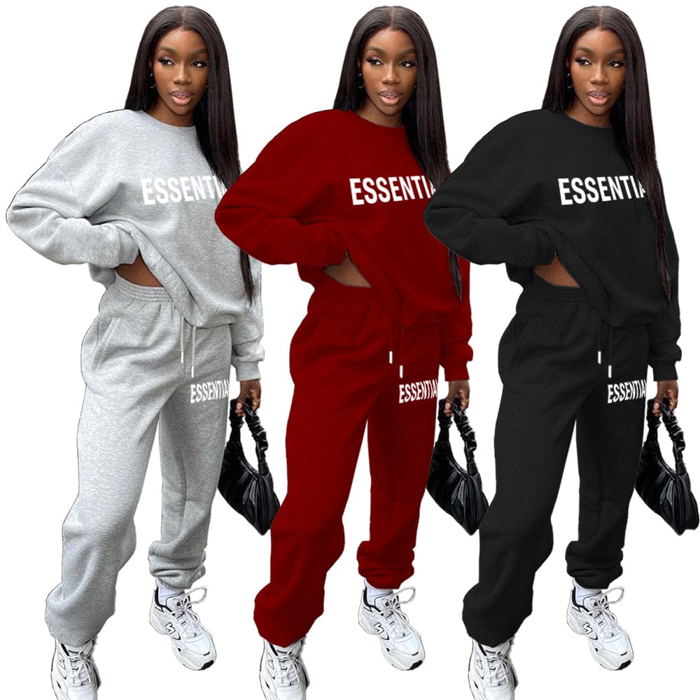 2022 New arrival hot selling custom logo sweatpants and hoodie set letter print fall long sleeve women's hoodies