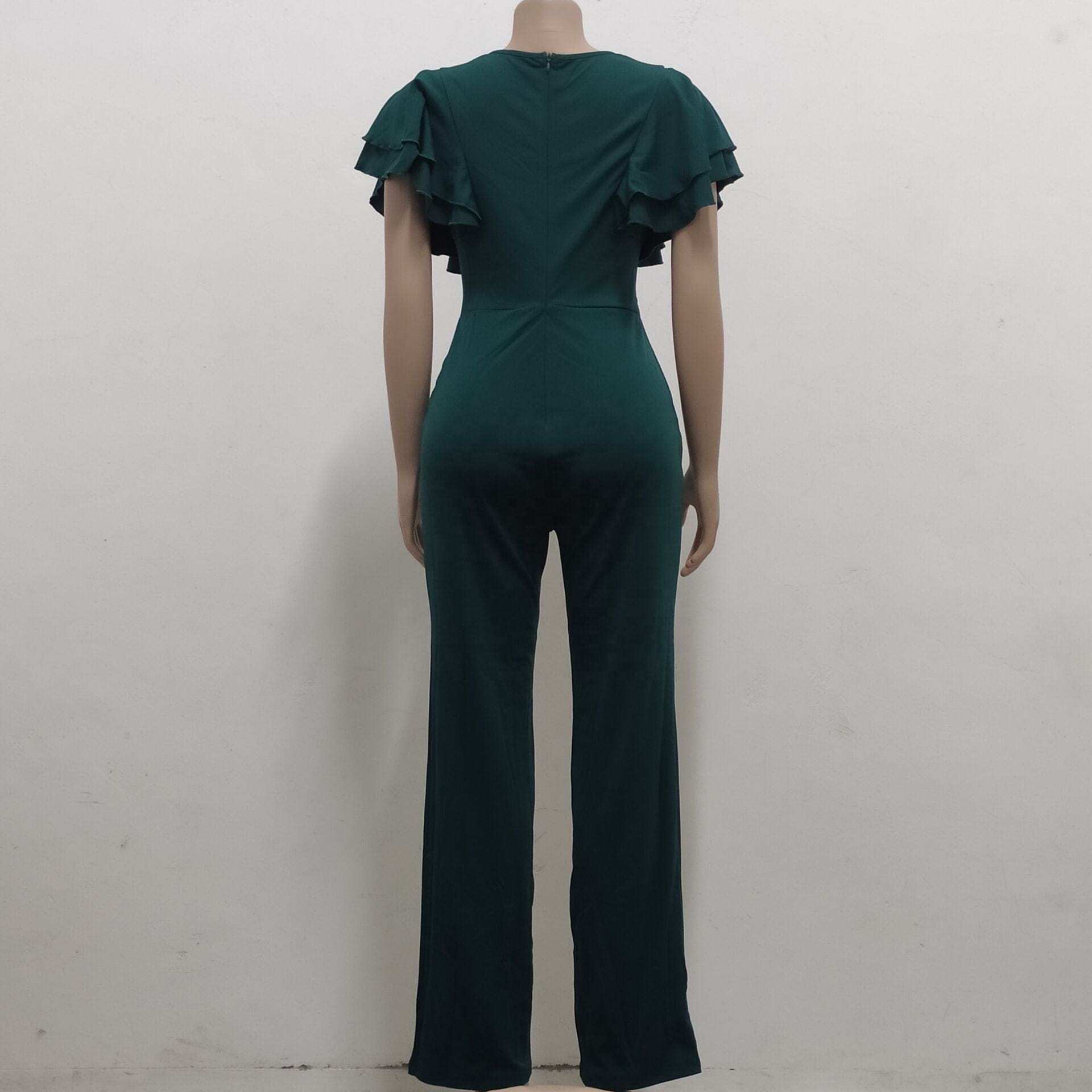 2022 New Arrival One Piece Fall Clothing Custom Rompers Deep V Neck Green Jumpsuit Elegant Bodycon Jumpsuits For Women