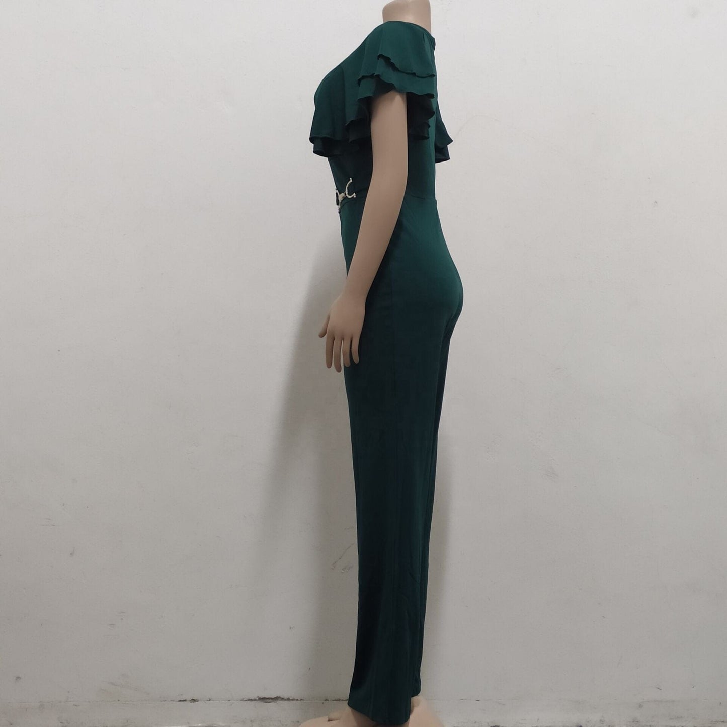 2022 New Arrival One Piece Fall Clothing Custom Rompers Deep V Neck Green Jumpsuit Elegant Bodycon Jumpsuits For Women