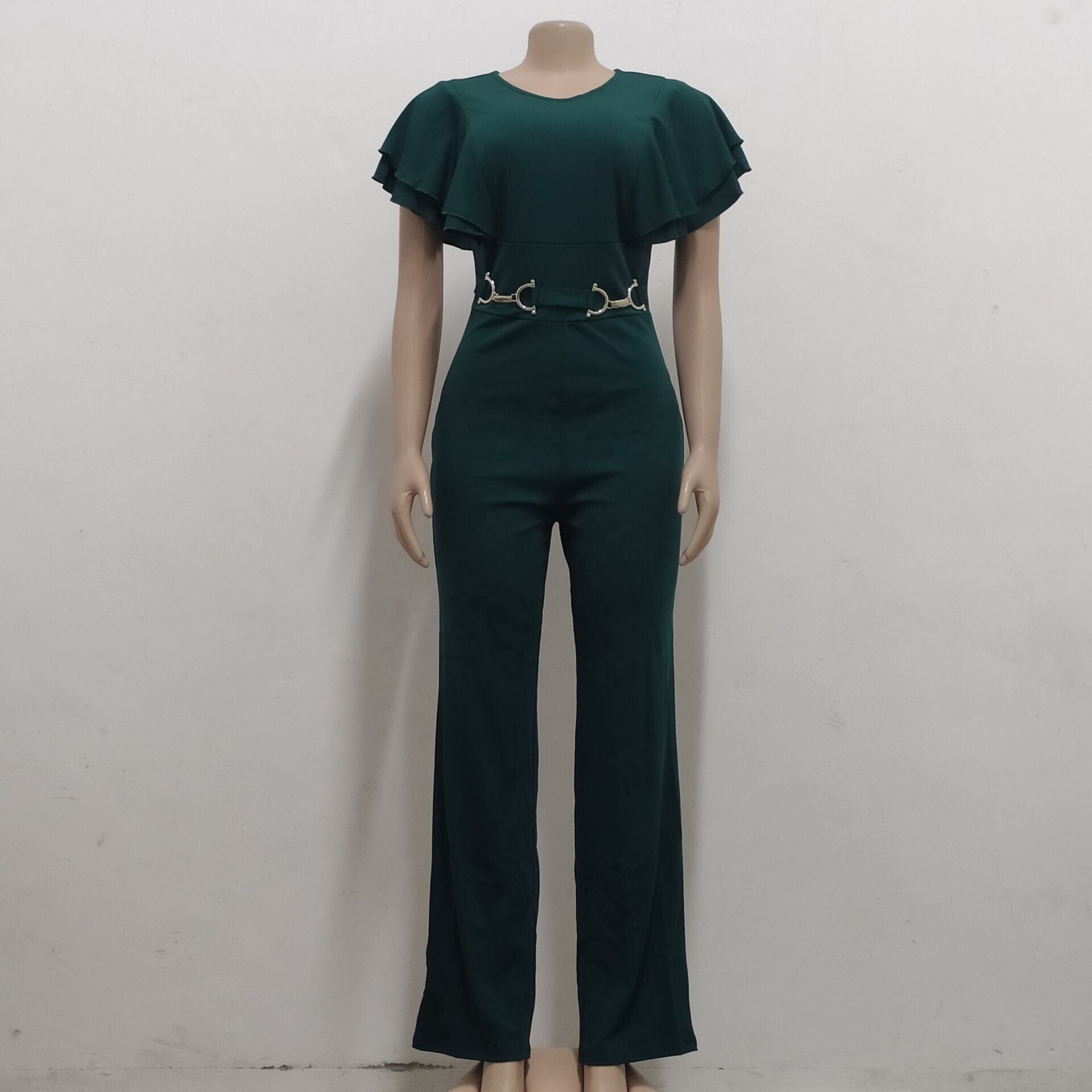 2022 New Arrival One Piece Fall Clothing Custom Rompers Deep V Neck Green Jumpsuit Elegant Bodycon Jumpsuits For Women