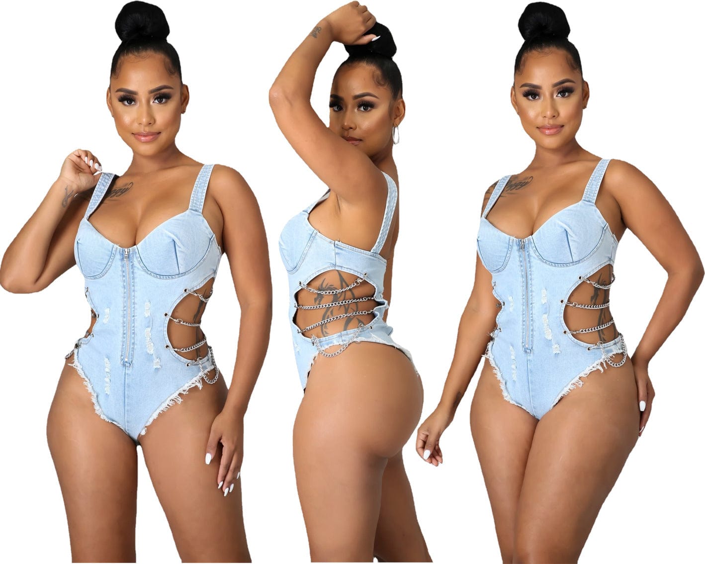 2022 New Sexy bikini Girls Swimwear Suspenders Denim Jumpsuit