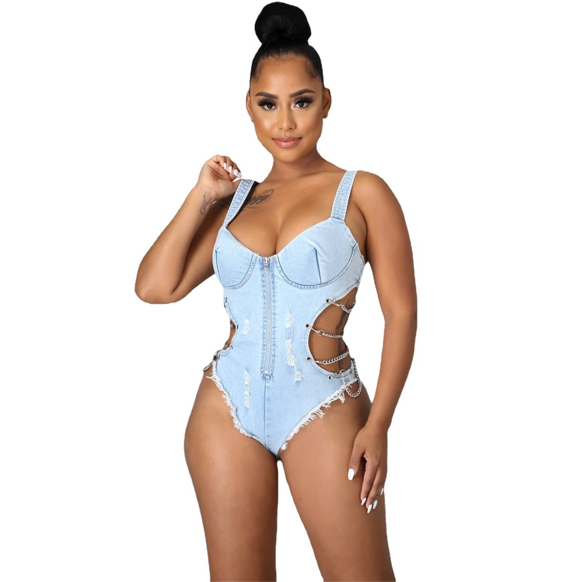 2022 New Sexy bikini Girls Swimwear Suspenders Denim Jumpsuit