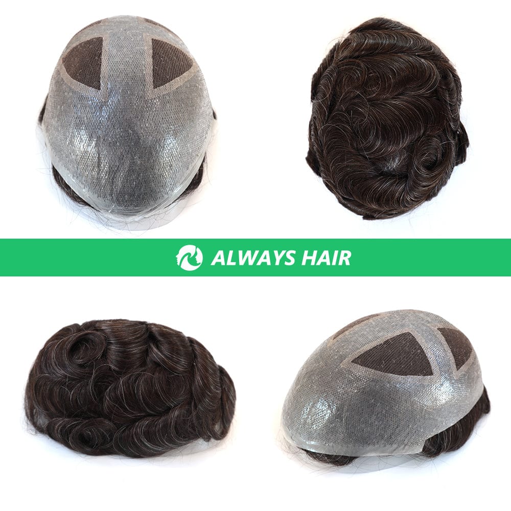 2022 New Style Undetectable Natural Hairline Human Hair Toupee for Men French Lace and PU Hair System Men Wig