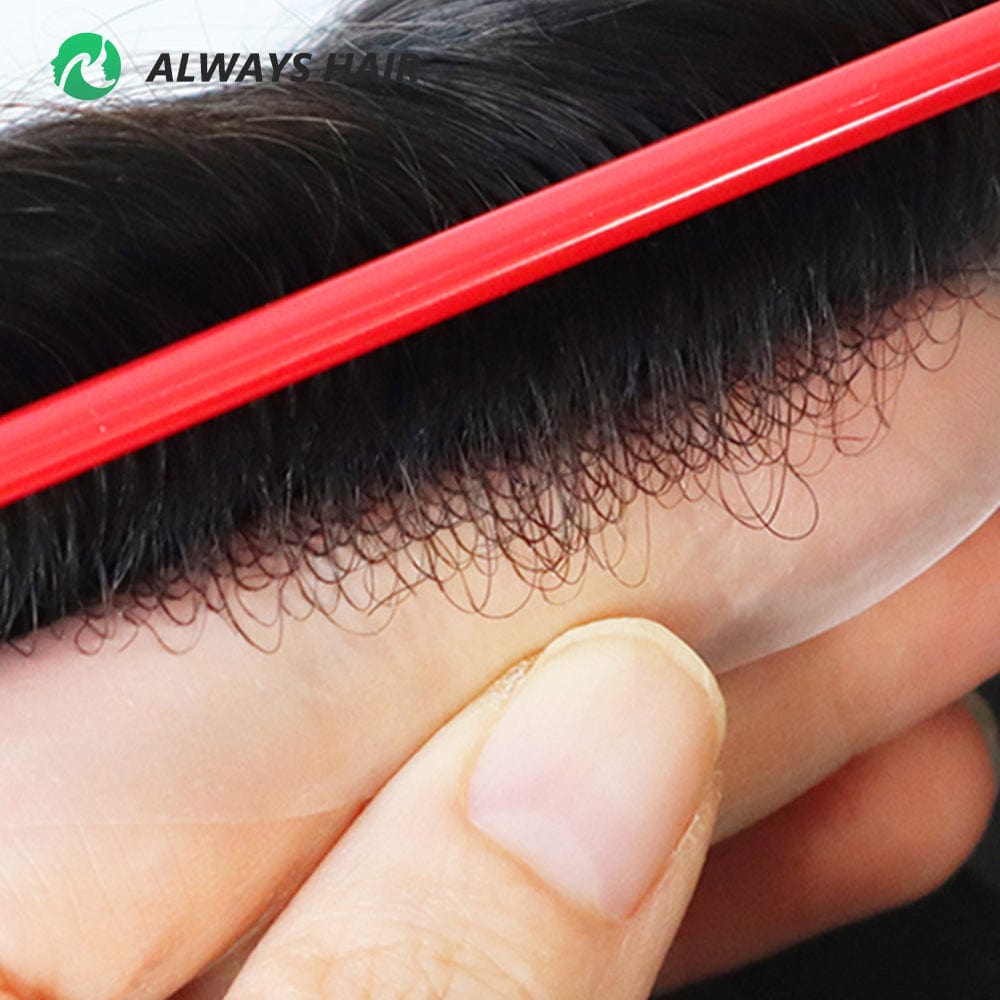 2022 New Style Undetectable Natural Hairline Human Hair Toupee for Men French Lace and PU Hair System Men Wig