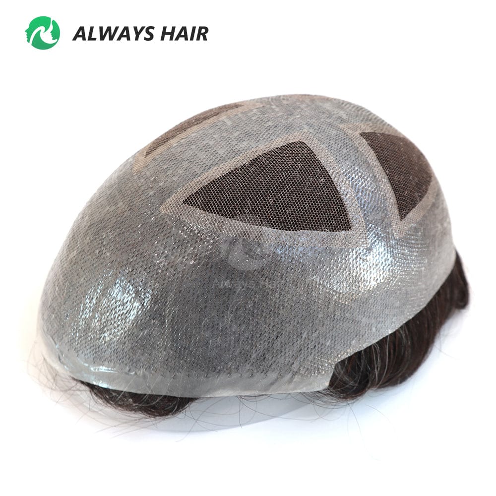 2022 New Style Undetectable Natural Hairline Human Hair Toupee for Men French Lace and PU Hair System Men Wig