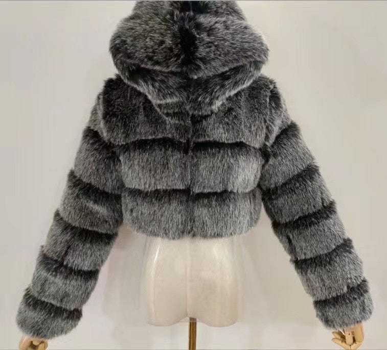 2022 New Winter Coat Jacket Women Faux Fox Fur Coat with Hood Fashion Short Style Fake Fur Coat for Lady