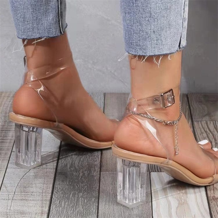 2022 PVC jelly sandals crystal open toed high heels pumps transparent women stylish sandals