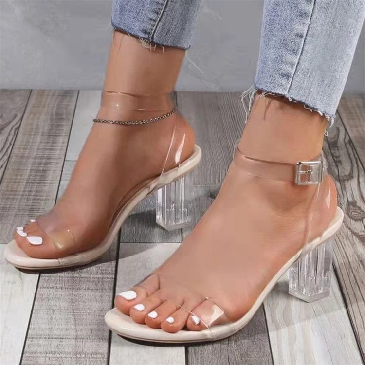 2022 PVC jelly sandals crystal open toed high heels pumps transparent women stylish sandals