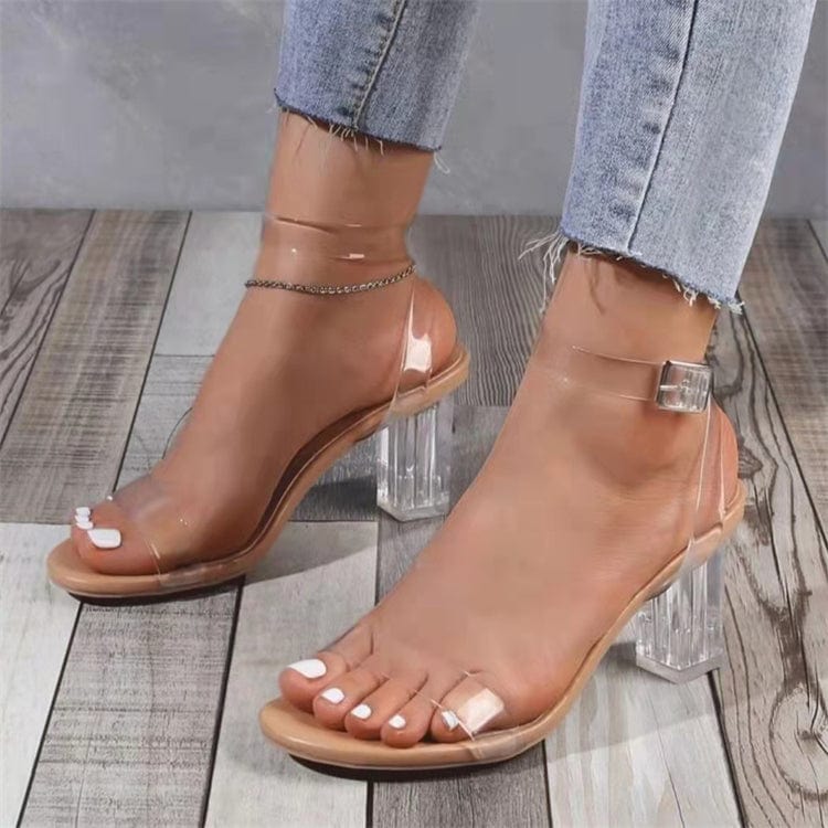 2022 PVC jelly sandals crystal open toed high heels pumps transparent women stylish sandals