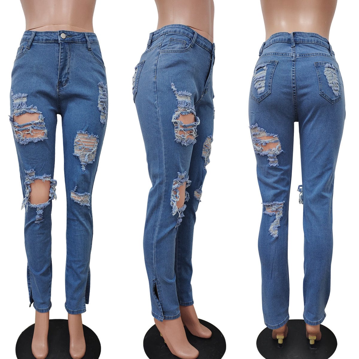 2022 Spring Fashion women's new ripped skinny jeans