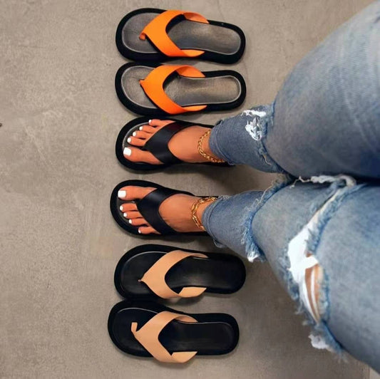 2022 summer new sandals flat bottom ladies sandal platform shoes muffin shoes slippers